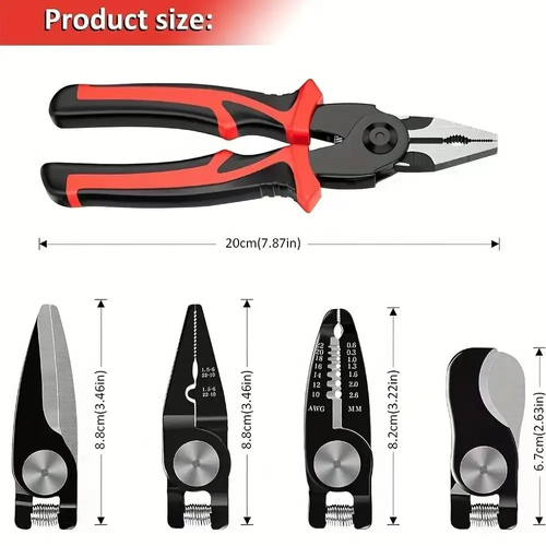 😍5-in-1 Interchangeable Multifunctional Stainless Steel Hand Plier 🛠️