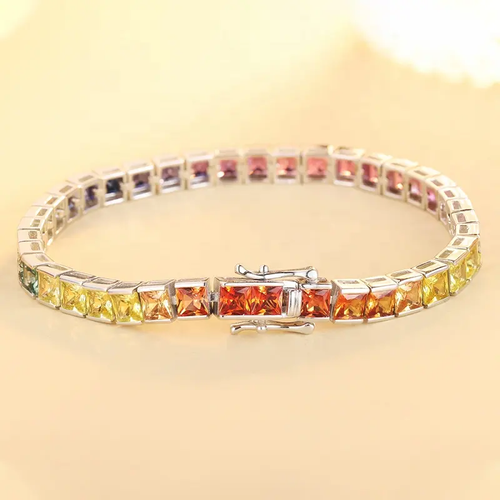 😍Favorite hot pop💎 Colored square tennis chain bracelet🌈