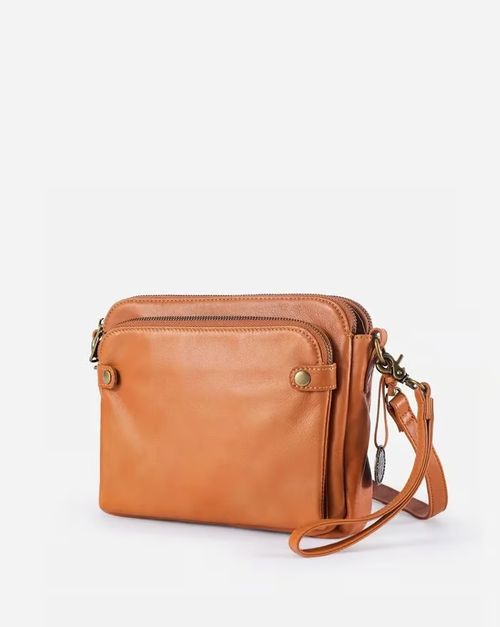 Three-layer PU leather crossbody bag multi-functional briefcase