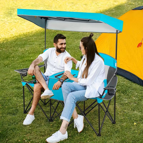 Umbrella double-seater outdoor beach chair