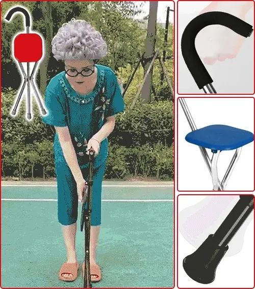 🔥Foldable Seat Cane, Adjustable Trekking Stick, Portable Lightweight Stick Chair, Aluminum Hiking Walking Canes for Seniors Adult