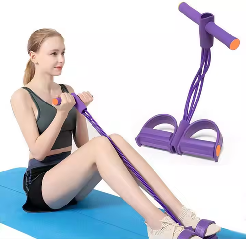 🔥Fitness Resistance Bands-4 Tube Pedal Ankle Puller🤸‍♀️