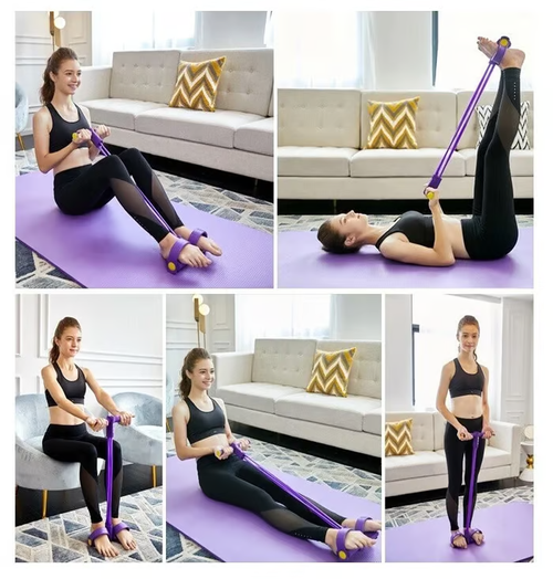 🔥Fitness Resistance Bands-4 Tube Pedal Ankle Puller🤸‍♀️