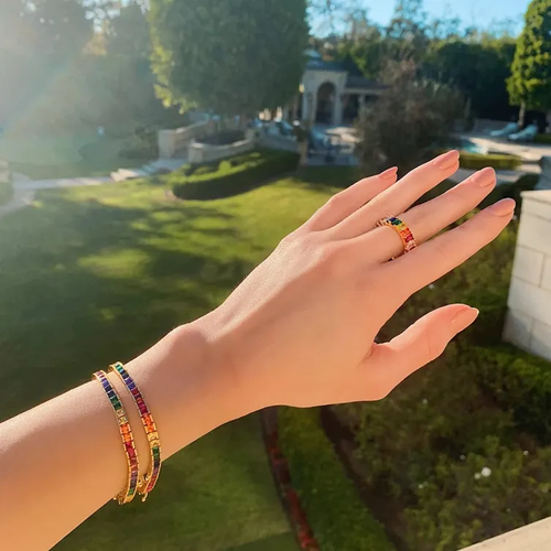 😍Favorite hot pop💎 Colored square tennis chain bracelet🌈