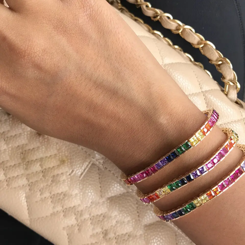 😍Favorite hot pop💎 Colored square tennis chain bracelet🌈