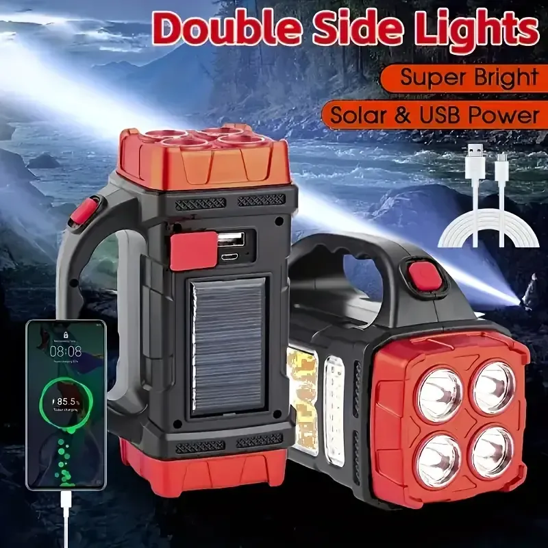 Multifunctional LED Solar Camping Light, Bright Portable Rechargeable Flashlight, Suitable For Outdoor Hiking Camping 💡💡