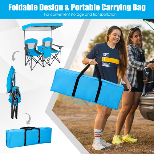 Umbrella double-seater outdoor beach chair