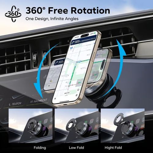 🔥 Hot sale 49% discount 🔥Car mount magnetic ring stand: foldable 360° mobile phone navigation stand