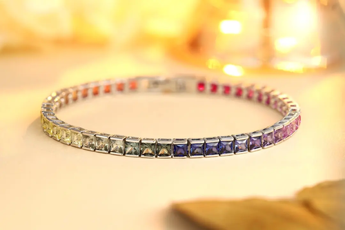 😍Favorite hot pop💎 Colored square tennis chain bracelet🌈