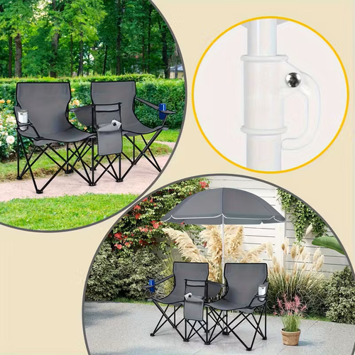 Umbrella double-seater outdoor beach chair