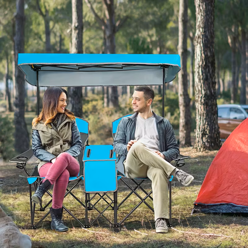 Umbrella double-seater outdoor beach chair