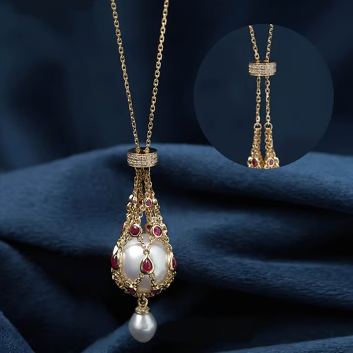 ✨Pearl & Gemstone Lavalier Pendant