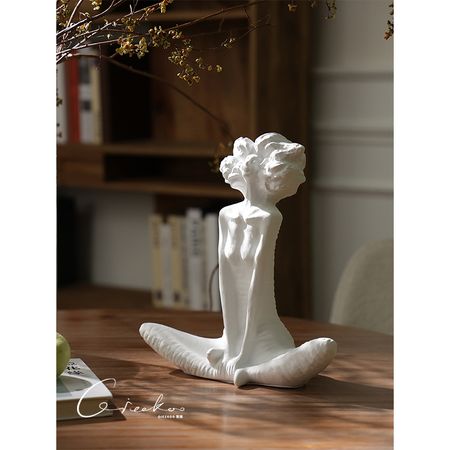 Qikuo Home Art Leisure Ivory White Portrait Sculpture Living Room Desktop Decoration Ambient Art Ornament