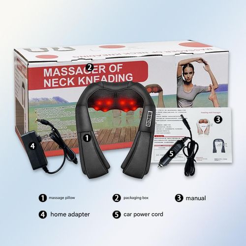 Shiatsu Neck and Back Massager with Soothing Heat, Ergonomic 8 Deep-Kneading Massage Nodes with Heat Electric Shiatsu Back Massager for Neck Shoulder & Body Muscle Relief Portable