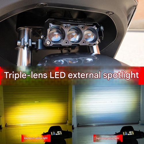 Electric vehicle, motorcycle, and car triple-lens spotlights