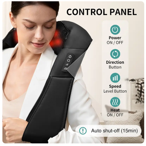 Shiatsu Neck and Back Massager with Soothing Heat, Ergonomic 8 Deep-Kneading Massage Nodes with Heat Electric Shiatsu Back Massager for Neck Shoulder & Body Muscle Relief Portable