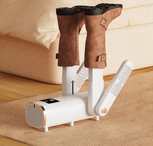 Foldable shoe dryer, extendable, intelligent UV sterilization, deodorization, and drying for home use.