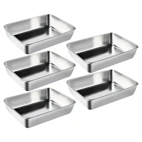 Stainless Steel Square Plate（With Lid）5PCS