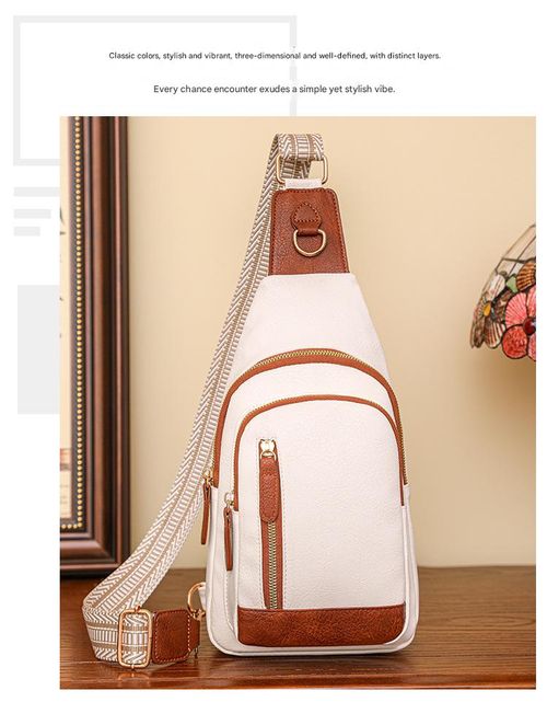 Retro casual fashion chest bag for women, trendy commuter soft leather crossbody bag