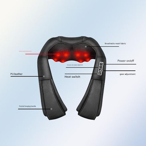 Shiatsu Neck and Back Massager with Soothing Heat, Ergonomic 8 Deep-Kneading Massage Nodes with Heat Electric Shiatsu Back Massager for Neck Shoulder & Body Muscle Relief Portable