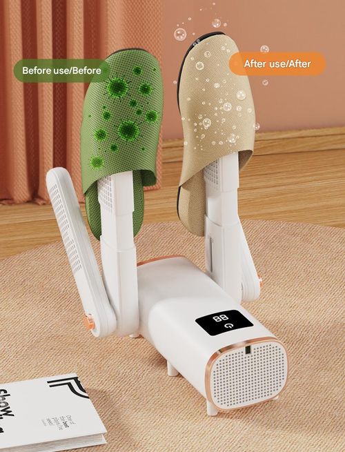 Foldable shoe dryer, extendable, intelligent UV sterilization, deodorization, and drying for home use.