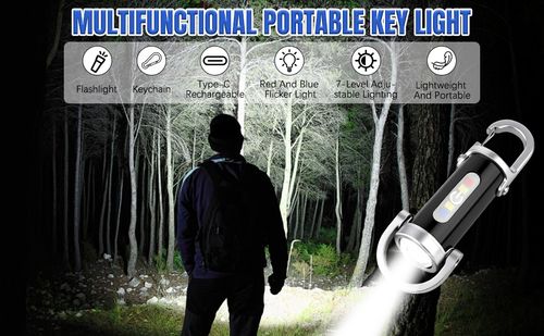Type-C rechargeable emergency mini high-power flashlight key