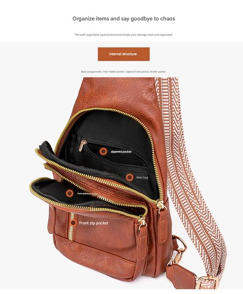 Retro casual fashion chest bag for women, trendy commuter soft leather crossbody bag