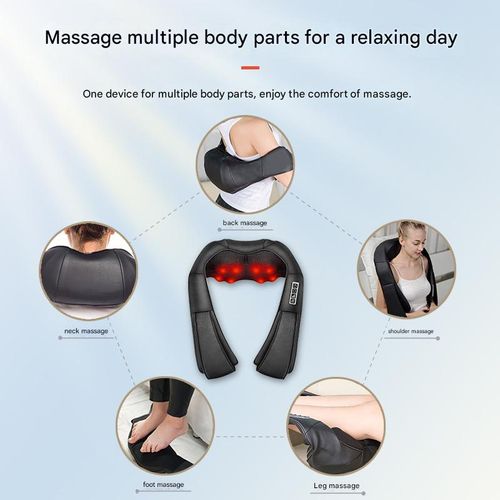 Shiatsu Neck and Back Massager with Soothing Heat, Ergonomic 8 Deep-Kneading Massage Nodes with Heat Electric Shiatsu Back Massager for Neck Shoulder & Body Muscle Relief Portable