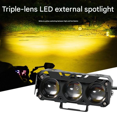 Electric vehicle, motorcycle, and car triple-lens spotlights