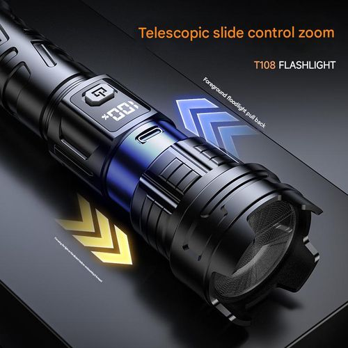 Ultra-Bright Portable Flashlight — White Laser, High-Intensity Beam, Rechargeable, Long-Lasting Battery, Durable (Drop-Resistant), Zoomable Focus — Ideal for Home & Outdoor Use