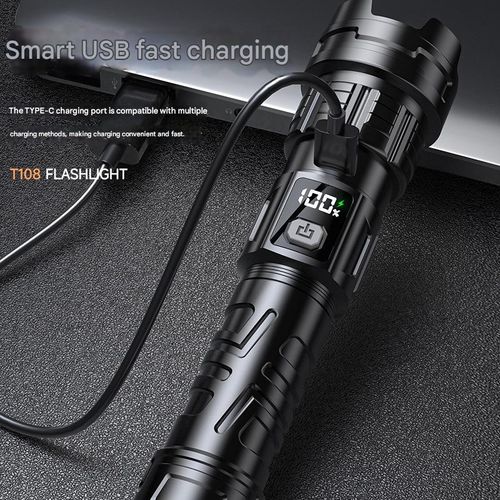 Ultra-Bright Portable Flashlight — White Laser, High-Intensity Beam, Rechargeable, Long-Lasting Battery, Durable (Drop-Resistant), Zoomable Focus — Ideal for Home & Outdoor Use