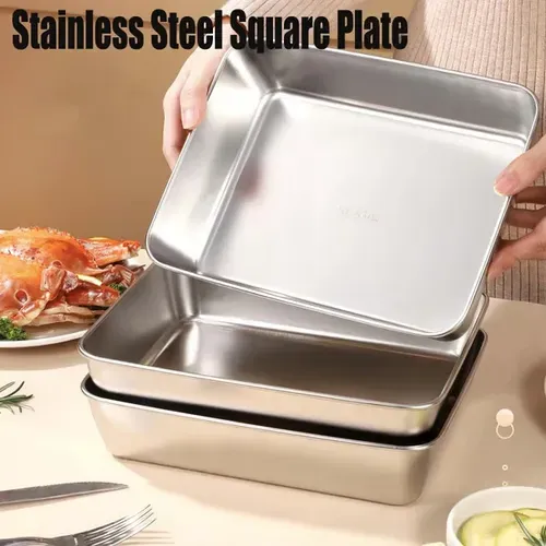Stainless Steel Square Plate（With Lid）5PCS