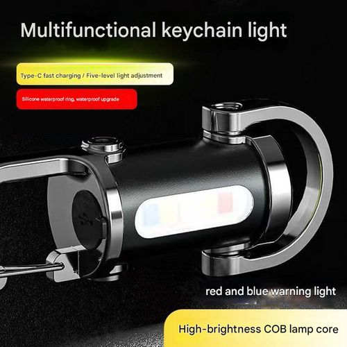 Type-C rechargeable emergency mini high-power flashlight key