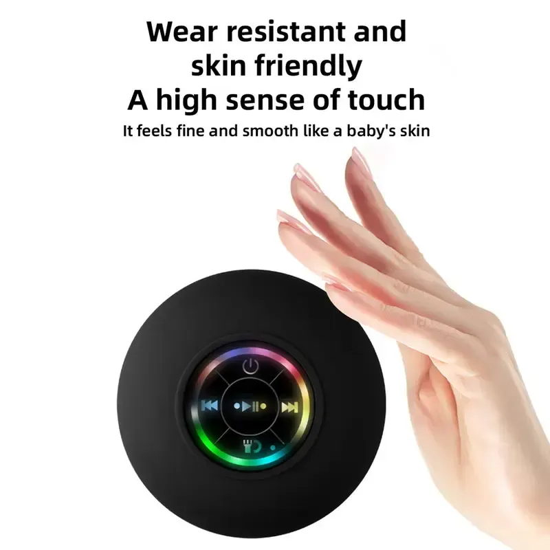 Mini Bluetooth Shower Speaker with LED light, Portable IPX4 Waterproof, Hands-Free Speakerphone. Rechargeable Using Micro USB, Wireless Stereo for Beach, Shower & Home