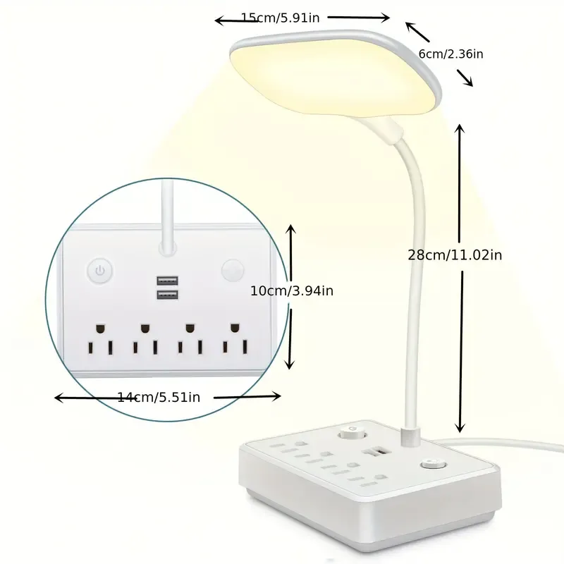 LED Desk Lamp with 4 AC Outlets & 2 USB Ports | Buy with Cash on Delivery in Ghana