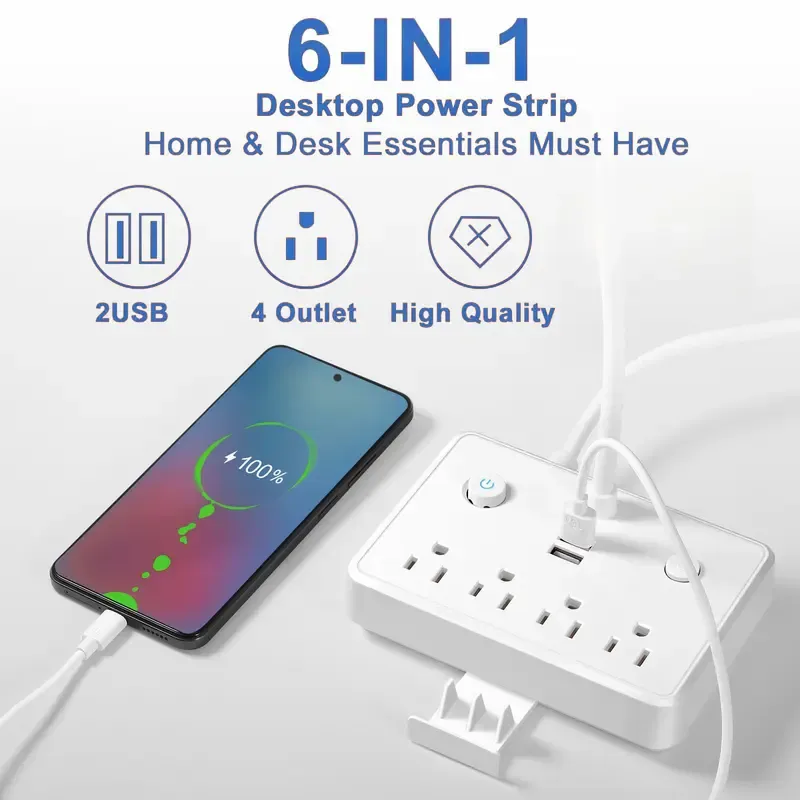 LED Desk Lamp with 4 AC Outlets & 2 USB Ports | Buy with Cash on Delivery in Ghana