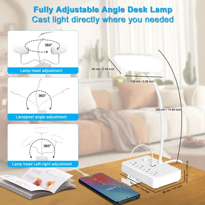 LED Desk Lamp with 4 AC Outlets & 2 USB Ports | Buy with Cash on Delivery in Ghana