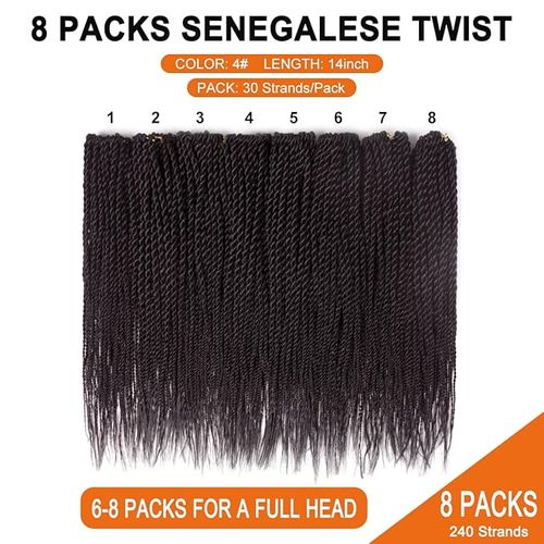 Senegalese Twist Crochet Braids Hair for Black Women Havana Twist Crochet Hair Medium Twist Prelooped Synthetic Braiding Hair Extensions (14Inch Offblack)