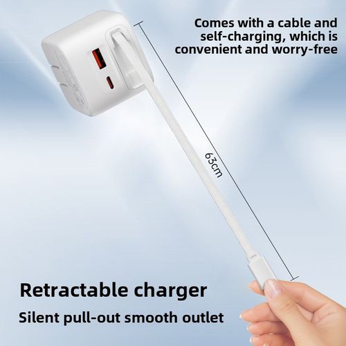 New Product PD30W Retractable Cable Charger Head, Suitable for Apple & Android Phones - Fast Charger GaN Charger