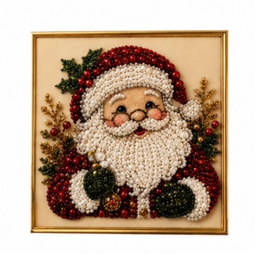 Christmas Pearl Painting DIY Kit – Create a Sparkling 3D Santa Artwork for Festive Home Decor