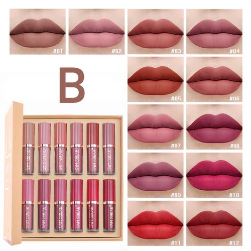 12-Piece Velvet Long-Lasting Lip Glaze
