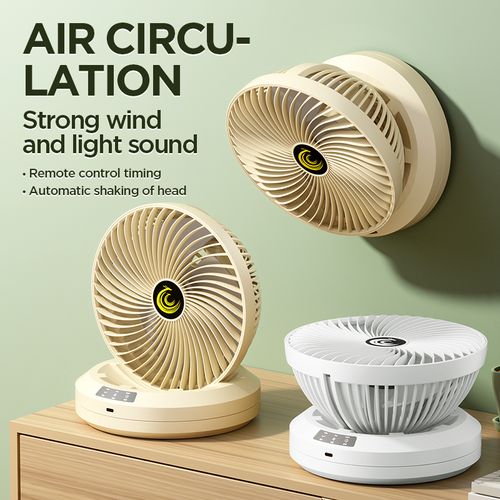 🔋New wall-mounted electric desktop fan, large wind lamp, synchronous oscillating USB portable household circulating fan