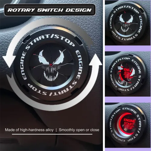 ⚡Super cool motorcycle - car - engine start-stop button cover - alloy material - car interior modification - ignition switch rotating protection cover