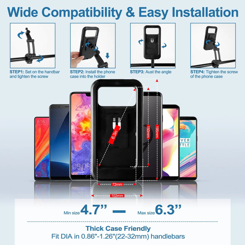🏍️Motorcycle phone stand, waterproof magnetic handle installation stand, sturdy mobile base, 360 anti-theft phone stand