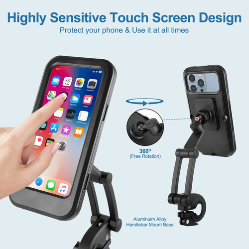 🏍️Motorcycle phone stand, waterproof magnetic handle installation stand, sturdy mobile base, 360 anti-theft phone stand