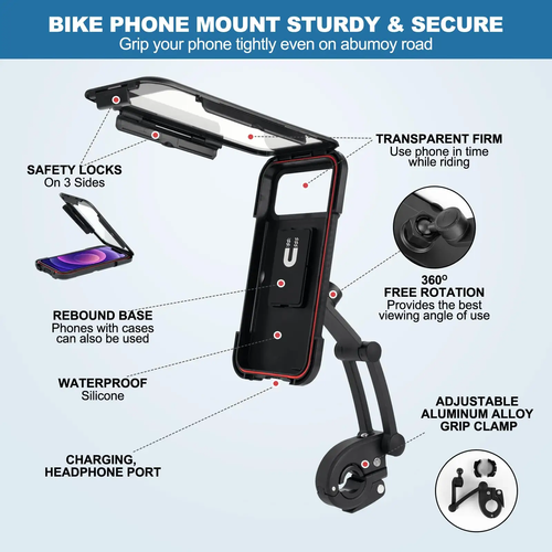 🏍️Motorcycle phone stand, waterproof magnetic handle installation stand, sturdy mobile base, 360 anti-theft phone stand