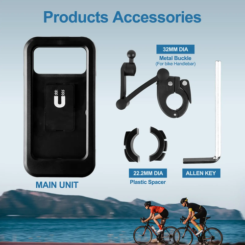 🏍️Motorcycle phone stand, waterproof magnetic handle installation stand, sturdy mobile base, 360 anti-theft phone stand