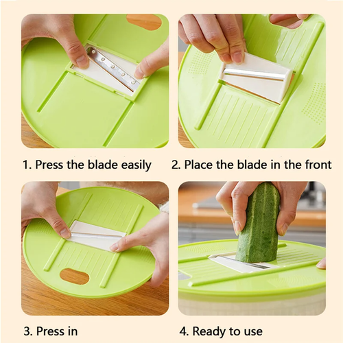 Multi-functional vegetable salad spin dryer, vegetable washing, draining and slicing integrated machine