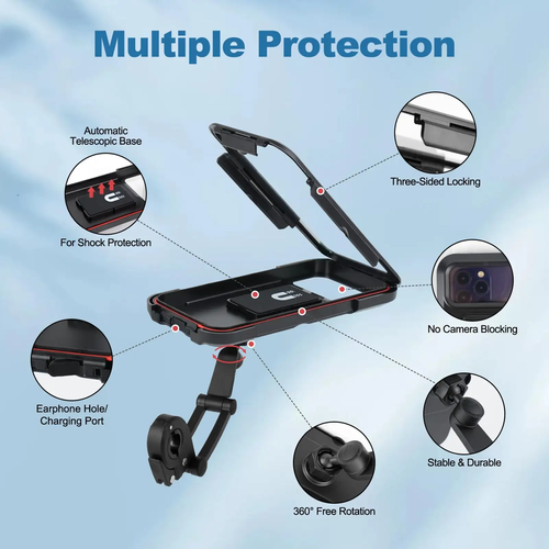 🏍️Motorcycle phone stand, waterproof magnetic handle installation stand, sturdy mobile base, 360 anti-theft phone stand