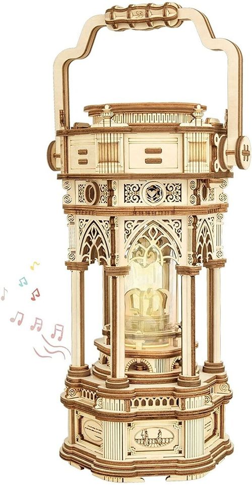 ROKR LED Victorian Lantern 3D Wooden Puzzles DIY Music Box Model Kits